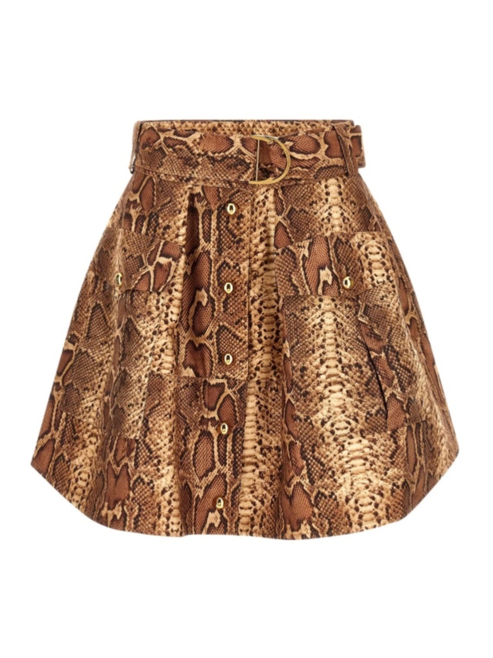 Zimmermann Hypnotic Utility Mini Skirt in Toffee Snake